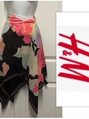 H&M Floral Bright Floral Pastel Flowers Sarong Wrap Scarf